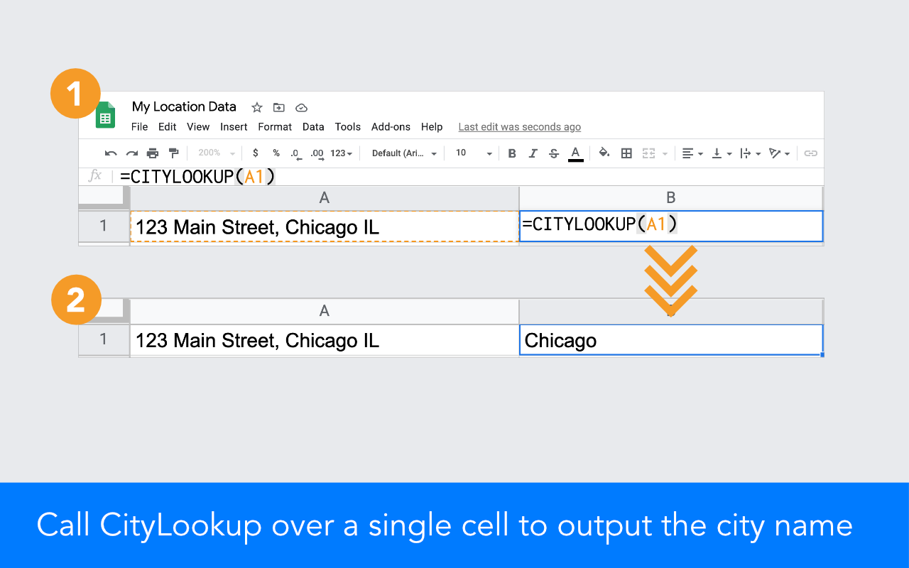 Call CityLookup over a single cell to output the city name