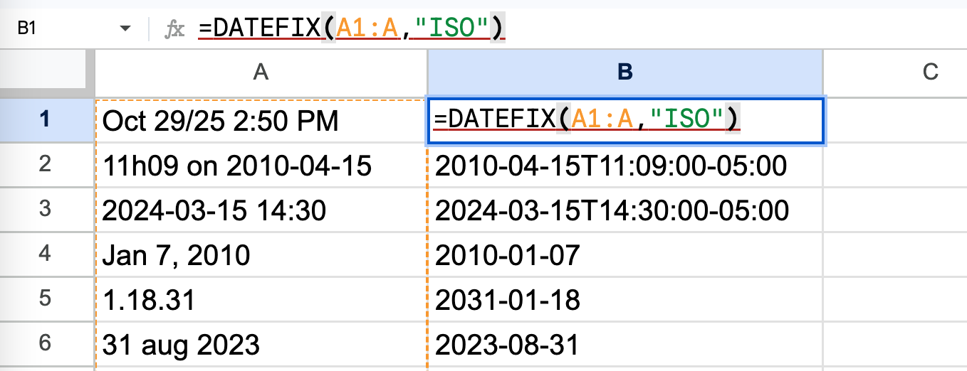 Get ISO date format output from Google Sheets