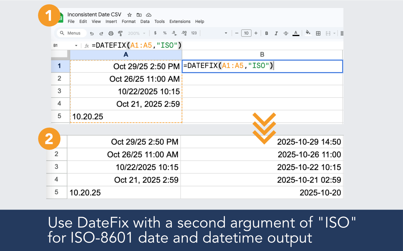 Call DateFix over a range to normalize all dates