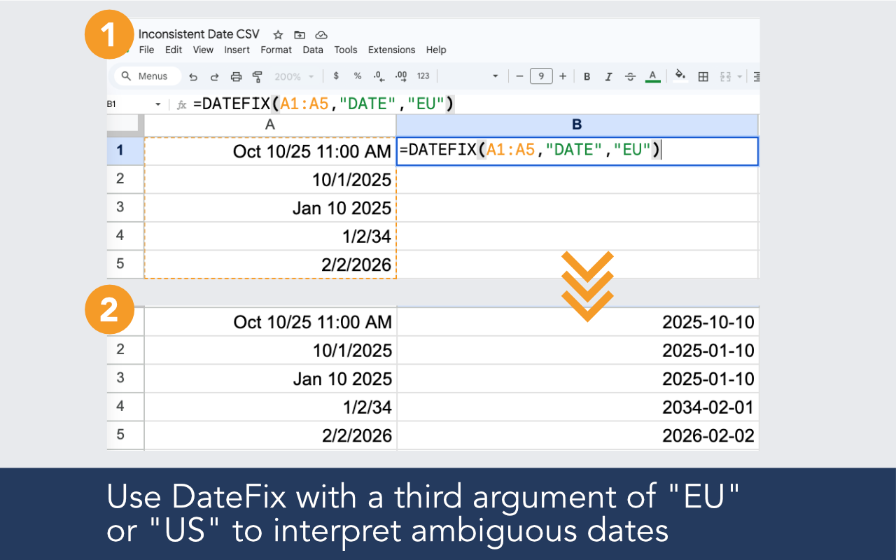 Call DateFix with a second argument of TIME or ISO, or a third argument of EU or US
